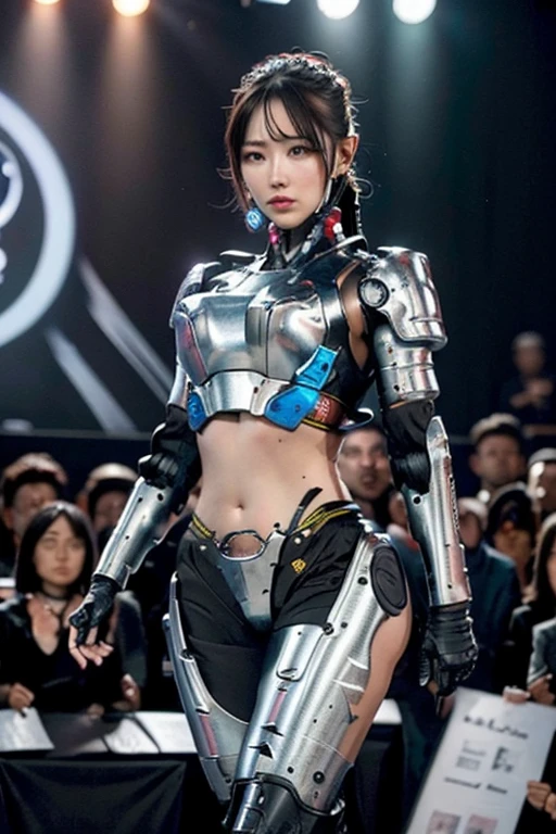 (cyborg:1.5), yoga wear, bob cut, (realism: 1.4), (best quality: 1.0), (ultra resolution: 1.0), 8k, RAW photo, (masterpiece:0.2), ultra-detailed, 1girl, pale skin, detailed skin, looking at the audience, from the side, smirk