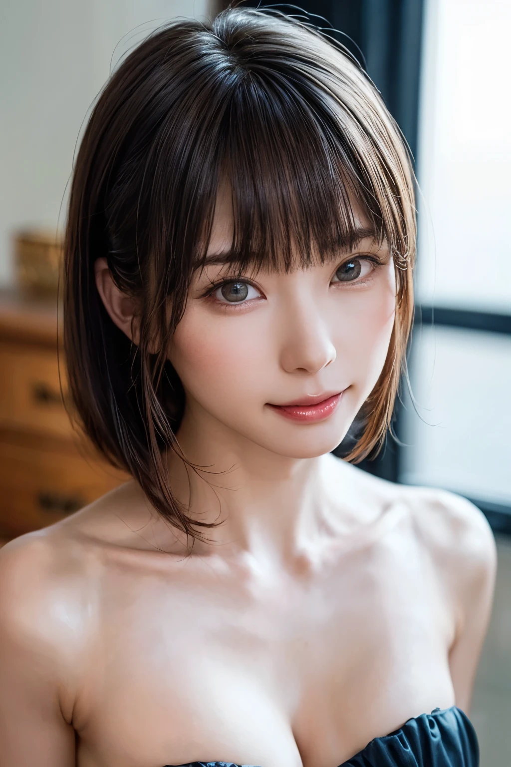 (Upper body naked:1.6、I'm not wearing anything:1.6、Nothing attached:1.6、Pretty adult supermodel with long legs、独奏、1 person woman)、A dark-haired、hime-cut、hime-cut、Short bob cut with clean bangs、Clean bangs、the neck is long、neck long、a small face、Clean collarbone、Light in the eyes、face perfect、Perfect body、Perfect fingers、perfect arms、perfect hand、Smaller face、Golden Ratio Beauty Face、Look firmly at the camera、(Immaculate white background with nothing really、Really pure white blank background)、Perfect Anatomy、very large breast、very large neat chest:2.0、very large and neat areola,,,,,:2.0、Extra large size、28 year old、adult appeal、cute little、spotless、smil、I'm smiling really happily:1.6,(Bust from slightly diagonally above close to the camera:1.6)、huge-breasted、exposed breast、protruding areolas、huge-breasted、Perfect Angle、Professional quality、hight resolution、perfect contrast、Perfect litthing、perfect-composition、perfect Waifu、flawless skin、perfect hand、Perfect fingers、perfect chest、perfect hair、face perfect、A masterpiece of realistic facial features、huge-breasted、exposed breast、protruding areolas、huge-breasted、Perfect Angle、Professional quality、hight resolution、perfect contrast、Perfect litthing、perfect-composition、perfect Waifu、flawless skin、perfect hand、Perfect fingers、perfect chest、perfect hair、face perfect、A masterpiece of realistic facial features、Smile very cheerfully、Smiling very happily、10 head body、Sexy woman full of female charm、Attractive adult woman、Sexy Woman、A sexy、Close-up of the crotch with emphasis on the crotch、(lie down on her back:1.3)