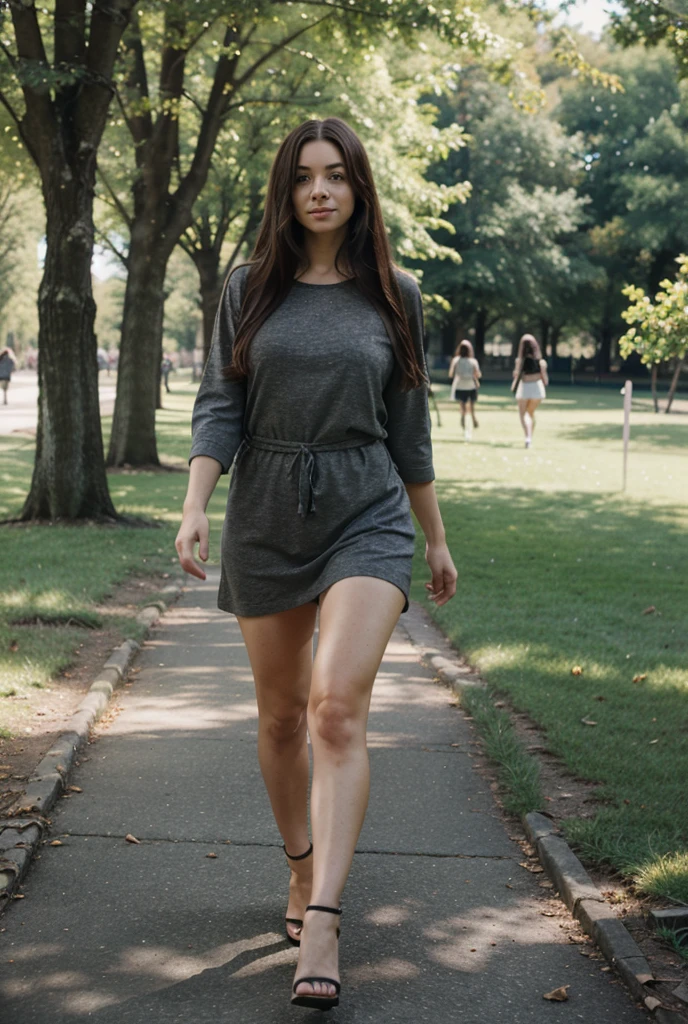 naked girl beauty with a cute face full length park