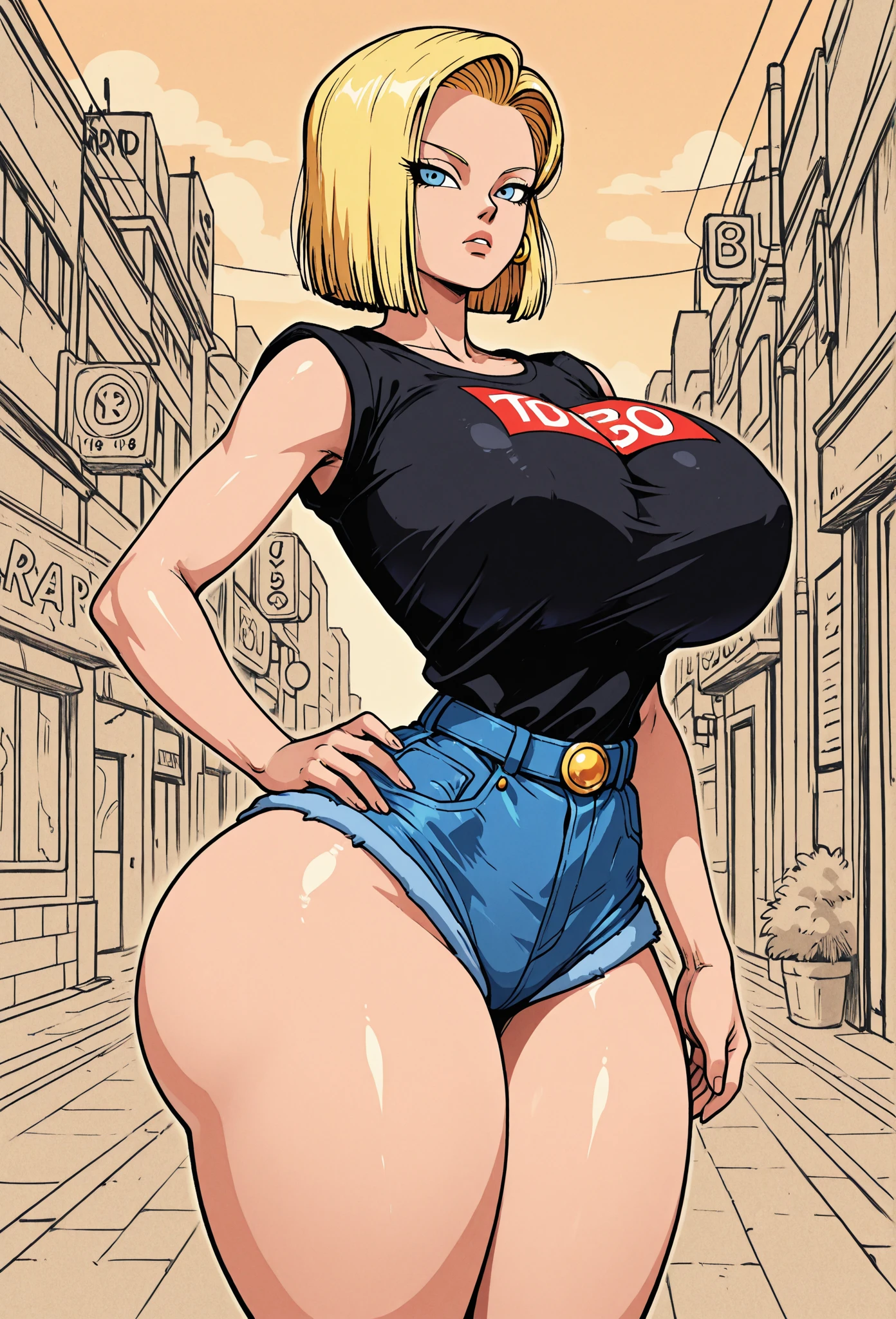 supergirl, pureerosface_v1, sticker of a girl from dc comic, full body, Kim Jung gi, , (gigantic breasts breasts 1.6),soul, digital illustration, comic style, cyberpunk, perfect anatomy, centered, approaching perfection, dynamic, highly detailed, watercolor painting, artstation, concept art, smooth, sharp focus, illustration, art by Carne Griffiths and Wadim Kashin ,, (masterpiece, best quality, ultra-detailed, best shadow),, In the style of Neon Genesis Evangelion, you find yourself standing on a desolate, post - apocalyptic wasteland, as the distant ruins of a massive city loom on the horizon. The sky is filled with ominous clouds, as a massive creature towers in the distance, huge breast, gigantic , titsnipples, curvy, thicc