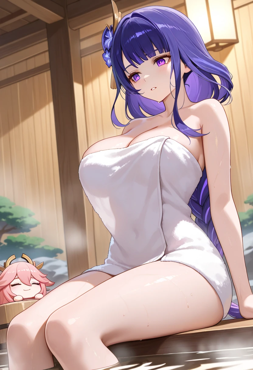 score_9, score_8_up, score_7_up, score_6_up, ,source_anime BREAK ,(,from below:1),thighs angle,straight-on,,upperbody,looking_at_viewer ,standing,dragonballbulma,1girl,bulma, purple eyes, purple hair,nude, longhair, bangs,outdoors, onsen, ,steam, bathing, naked , partially submerged, water, bath, (steam ,beautiful_puffy_nipples),(steam censor) ,wet,(arms on sides),blush, (big breast,breasts apart),breast focus, ,outdoors, ,beautiful smile,doyagao,(anime style, key visual),highly detailed,masterpiece,((best quality, best aestethic)),(soap in body)
