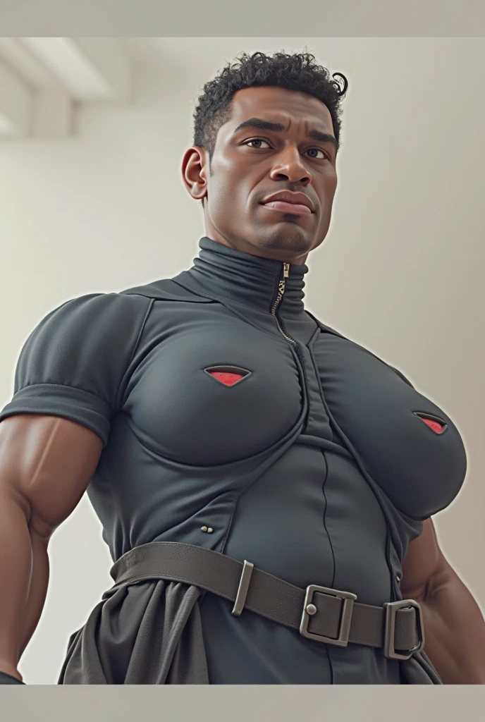 Male, handsome, young, (((gigantic pecs:1.3))), ((tight clothing:1.2)), office man, cheerful face