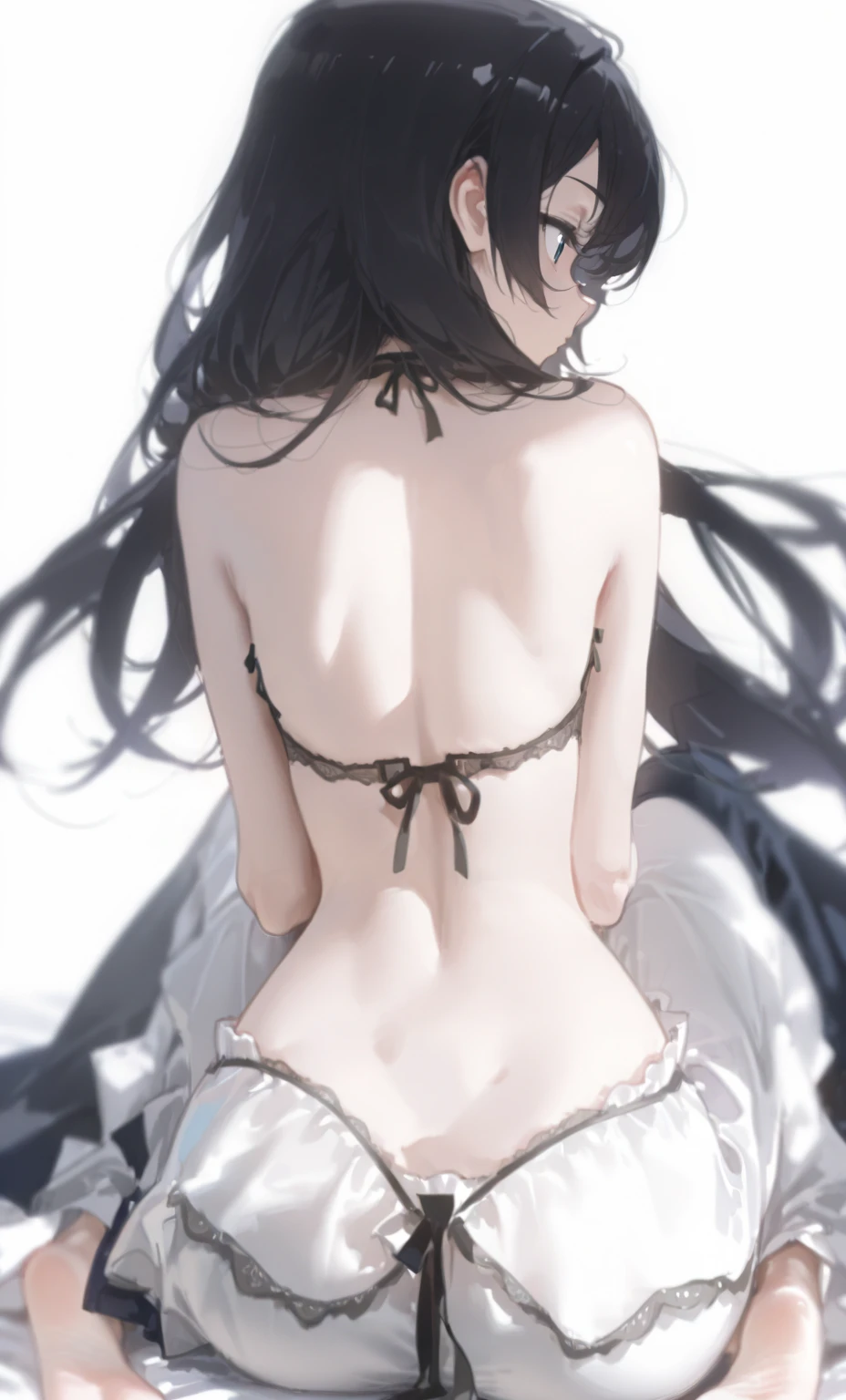 Beautiful woman with long black hair