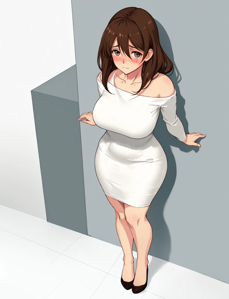 (NSFW), Misae Nohara, milf, thick thighs, sexy legs, hourglass figure, half naked, Looking at the viewer with seductive eyes, man woman sex, exposed breasts, brown short black hair, seductive expressions, seductive pose, hard nipples, exposed vagina, hard sex, best quality, highres, bbyorf, gold earrings, large breasts, jewelry, off shoulder, red transparent sweater black stockings, high heels, sweater transparent dress, long sleeves, no panties, outdoors,