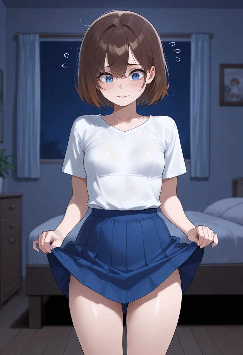 masterpiece, best quality,anime style, 1 girl,(((slender body))), (((small breast))),(((tennis uniform))), ((((restrained, arms behind back)))),((((cum)))), (beautiful face), (((medium hair))), (((messy hair))), ((((brown hair)))),detailed beautiful skin, (perfect hands, perfect anatomy)