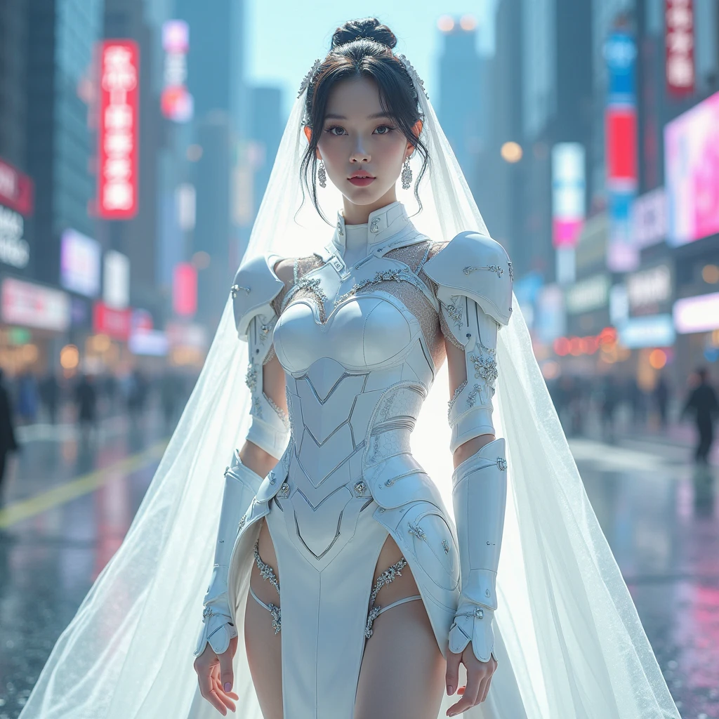 wedding day, best quality, masterpiece, (realistic:1.2), detailed face, beautiful eyes, (masterpiece, top quality, best quality, official art, beautiful and aesthetic:1.2), (1girl:1.4), extreme detailed, (Super-woman Comic cover art:1.1), (Action painting:1.2), (concretism:1.2), theater dance scene, (hypermaximalistic:1.5), colorful, highest detailed,