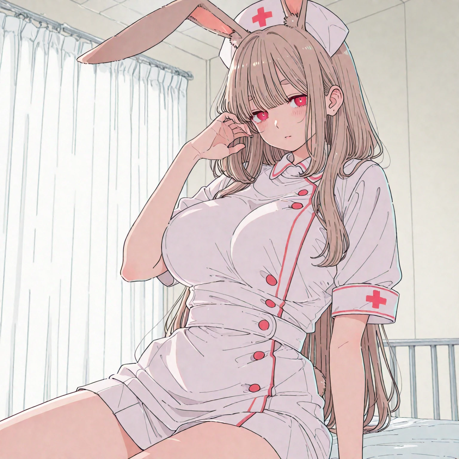 source_anime,score_9, score_8_up, score_7_up, score_6_up, score_5_up, rating_safe,
(girl:1.5),(long hair,delicate detailed black eyes, nice outfit,bangs,nurse, sitting), (close up,waist)
background, park,