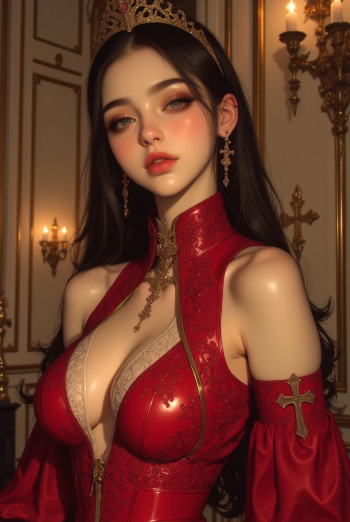 (red lips:1.5), UHD, retina, masterpiece, ccurate, anatomically correct, textured skin, super detail, high details, high quality, best quality, highres, 1080P, HD, 4K, 8k, 16k