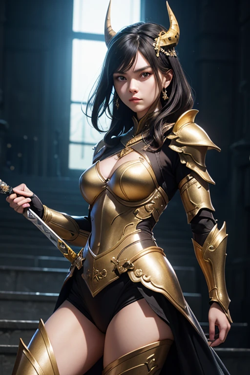 ((Highest quality)), ((masterpiece)), (detailed), 1 person,woman,20-year-old,,((logic)),Bikini Armor,European,(((Big Breasts))),Fantasy,anime,Simple Background,Scapula,Gauntlet,Waist Armor,Warrior