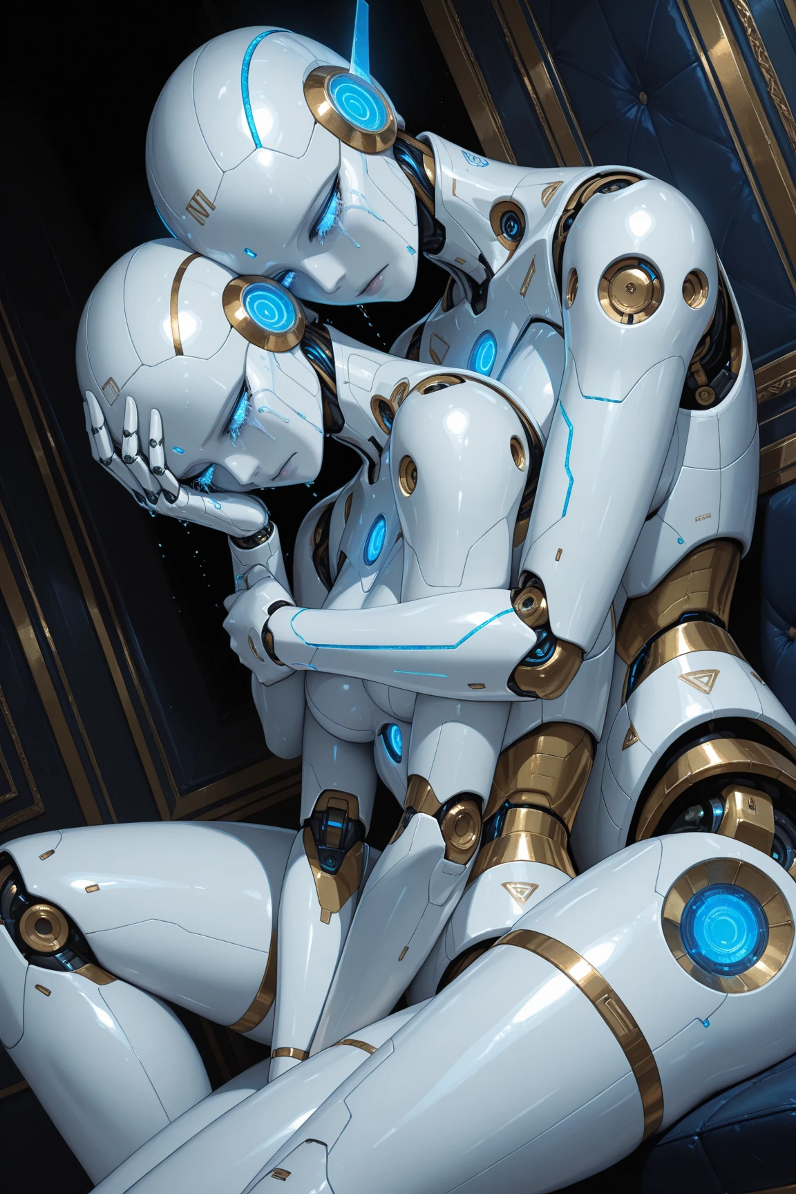 (masterpiece), Highest quality, (((Single color background,Grunge))), ((Shiny metallic texture,gym suits)), ((Robot art,Retro futurism)),((Description of Hajime Sorayama))