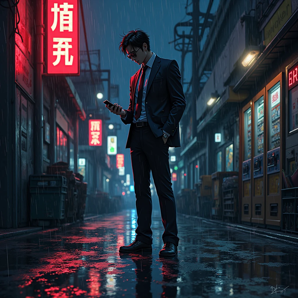 Yakuza smoking /// A male gangster smoking a cigarette in his mouth, thick smoke, (smoking: 1.4), Japanese color tattoo, scene in Tokyo Night City, HDR, (intricate detail, hyperdetail: 1.3, film composition, cinematic lighting, (edge lighting: 1.3), color grading --auto
