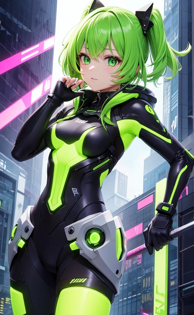 Wear a plastic transparent jacket,The face is painted with lines,Inspired by:《cyber punk edge runner》,heroines"lucy"of dressing ,The background is a high-rise building reflecting at night