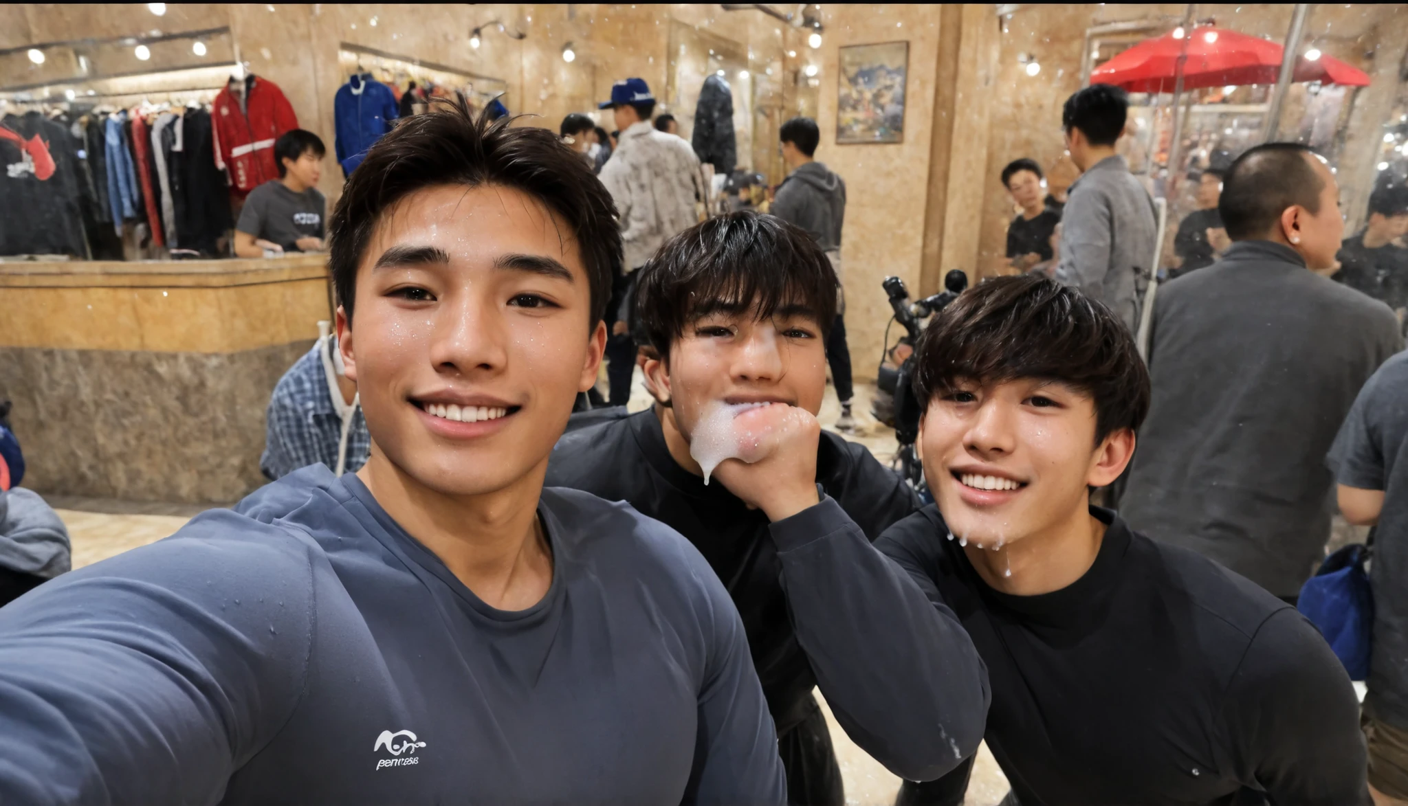 (Chinese handsome guy:1.5), Two Men at an Amusement Park,night,Male Gesture , realistic details , Realistic photos,Textured Skin, looking at the camera ,18-year-old boy,studio, score_9, score_8_up, score_7_up, masterpiece, 1boy, 18 y.o, Rory asyari, naked, nude, no cloth, best quality, very detailed, high resolution, beautiful face and eye details, toned male, source_photo, (big pecs, big nipples, puffy nipple, erect nipple, large areola, dark black nipple, perky nipple), sweat drop, completely_naked, bara, (big penis, perfect male genital, big scrotum, pubic hair, erect penis),doggy style sex,Gay、Big dick、putting my own dick in my butt、hairy anal、Touching My Ass、thin macho Genya(Motoya)Kun 20 years old!!Being Punished with Gauze or Electric Massager「Feels Good」!!Makes Muddy Cum Erupt!!【Man Killing ver.、showing hairy anal、fix body shape, (Masterpiece), (Ultra-High Definition), (Ultra-Detailed), (High-Resolution),( surreal ), Super High Definition,photograph, Japanese man wearing a white sleeveless tank top,20 year old Japanese young man,Open your legs outside ,Open your knees outward and bend them slightly , stick out your hips,(NSFW, penis,),(Roll up the tank top and grab the chest ), ,grin:0.6, standing in front of a mirror on the bathroom vanity ,High Grade Poses, grab your right cheek with your hand and pull