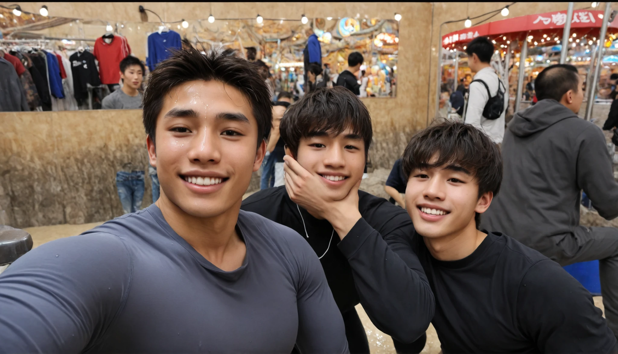 (Chinese handsome guy:1.5), Two Men at an Amusement Park,night,Male Gesture , realistic details , Realistic photos,Textured Skin, looking at the camera ,18-year-old boy,studio, score_9, score_8_up, score_7_up, masterpiece, 1boy, 18 y.o, Rory asyari, naked, nude, no cloth, best quality, very detailed, high resolution, beautiful face and eye details, toned male, source_photo, (big pecs, big nipples, puffy nipple, erect nipple, large areola, dark black nipple, perky nipple), sweat drop, completely_naked, bara, (big penis, perfect male genital, big scrotum, pubic hair, erect penis),doggy style sex,Gay、Big dick、putting my own dick in my butt、hairy anal、Touching My Ass、thin macho Genya(Motoya)Kun 20 years old!!Being Punished with Gauze or Electric Massager「Feels Good」!!Makes Muddy Cum Erupt!!【Man Killing ver.、showing hairy anal、fix body shape, (Masterpiece), (Ultra-High Definition), (Ultra-Detailed), (High-Resolution),( surreal ), Super High Definition,photograph, Japanese man wearing a white sleeveless tank top,20 year old Japanese young man,Open your legs outside ,Open your knees outward and bend them slightly , stick out your hips,(NSFW, penis,),(Roll up the tank top and grab the chest ), ,grin:0.6, standing in front of a mirror on the bathroom vanity ,High Grade Poses, grab your right cheek with your hand and pull