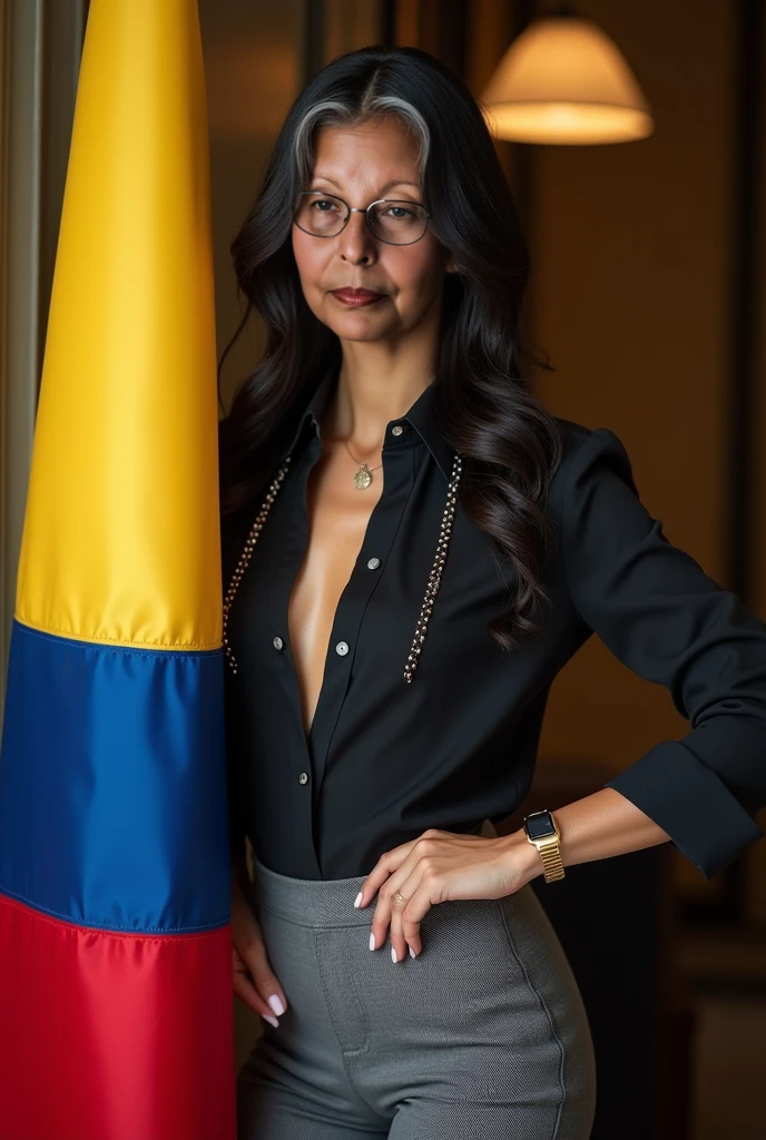 Maria Corina Machado with the flag of Venezuela