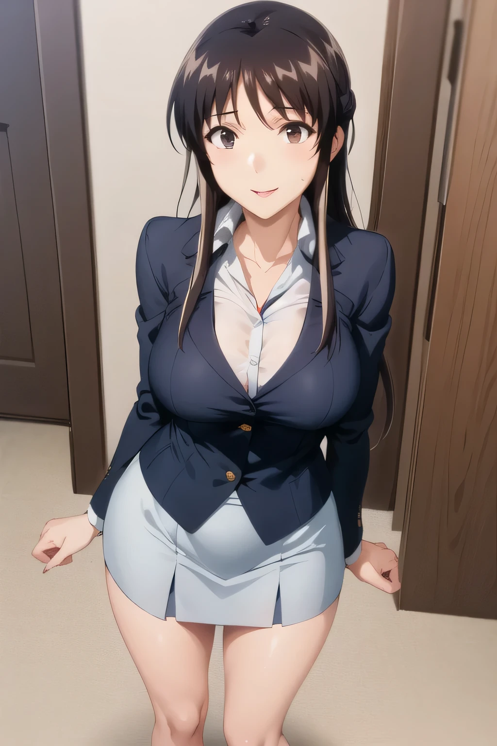 sayuogiwara, Sayu Ogiwara, brown hair, (brown eyes:1.5), medium hair,beautiful breasts, break ,{{outdoor}}, {{Walking through the bustling town}},{{main street}},{{Akihabara downtown}},{{congestion}},{{surrounded by a crowd}},collared shirt, white shirt, skirt, pleated skirt, black skirt, socks, transparent white lace bra,White lace sheer panties, break シャツを脱ぐ,looking at viewer, whole body, break{Japanese high school girl uniform},{{{{whole body}}}}, NSFW, (smile)、NSFW、 break (masterpiece:1.2), highest quality, High resolution, unity 8k wallpaper, Very detailed CG, (perfect hands, perfect anatomy),