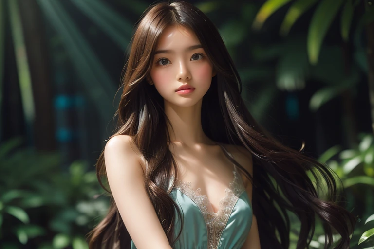 1 girl, masterpiece, very detailed, ((cinematic lighting)), (shine), ((dramatic lighting)), ((beautiful delicate shine)), intricate details, Lens flare, blonde, long hair, colorful dresses, butterfly hair ornament, butterfly, (particles of light), turn your arms behind your back, small breasts, [take up], cowboy shot, light smile, green eyes, church, Stained glass, Spotlight, dark background, floating hair, floating hair, looking at the viewer,((colorful))
