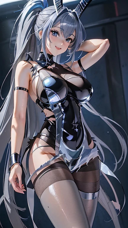 Blue Themes, Masterpiece, magical little girl, (Impossible clothes:1.5), Superskirt, Gradient background, Silver blue hair, perfect body figure, Blunt bangs,side locks, Red eyes, Medium breasts, Breasts, thigh gap, hair adornments, Arched back, black_witch_Hat,Intricate_decor,mistic_The fountain,Glowing_crystals