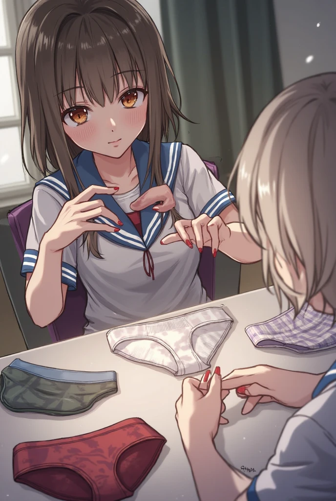 masutepiece, Best Quality,Illustration, Wallpaper, ultra -detail, Little Face Lori、(((molesting)))、Detailed eyes, Complex hairstyle、Sareme、(Frightened:1.3)、((embarrassed from))、(Teary-eyed:1.3)、(((Cute white underwear)))、(Cute shirt、Skirts of light shades)、ample breasts、((Morester))、((Girl being undressed by a man))