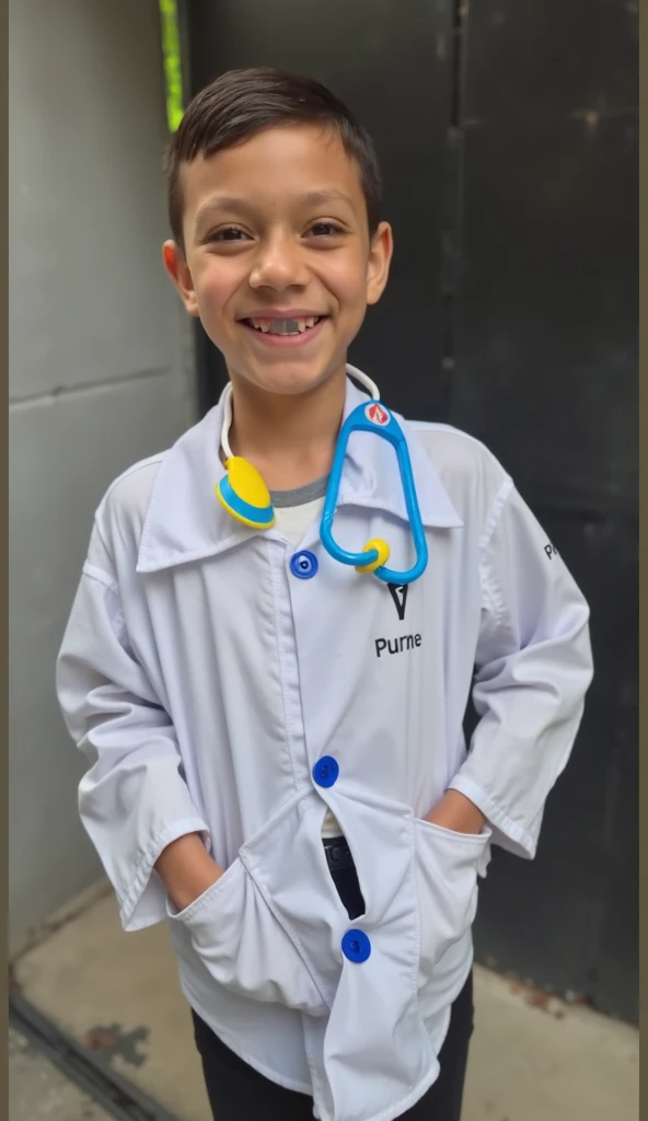 A dressed as a doctor