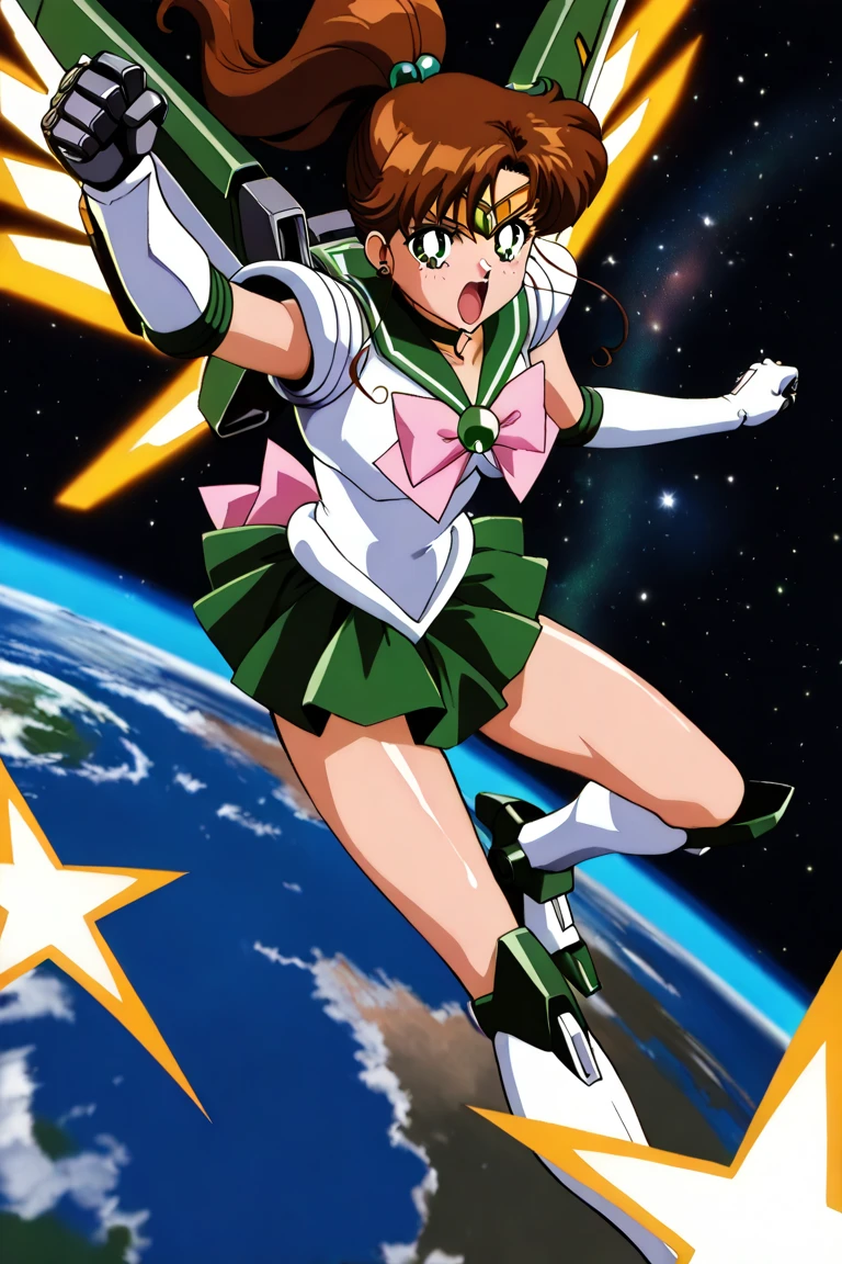 Highest quality, masterpiece, Ultra-high resolution, One girl,
Smooth blonde hair with dark roots Two-tone hair Blonde bob cut Slanted eyes Red eyes Crimson eyes Sparkling eyes drawn in detail Tanned skin Brown skin Chocolate skin Traditional sailor suit Dark green sailor suit White socks Loafers Low angle Perfect proportions Standing with arms crossed Confident expression Eyes drawn in detail Somewhere in space A shooting star Mature adult