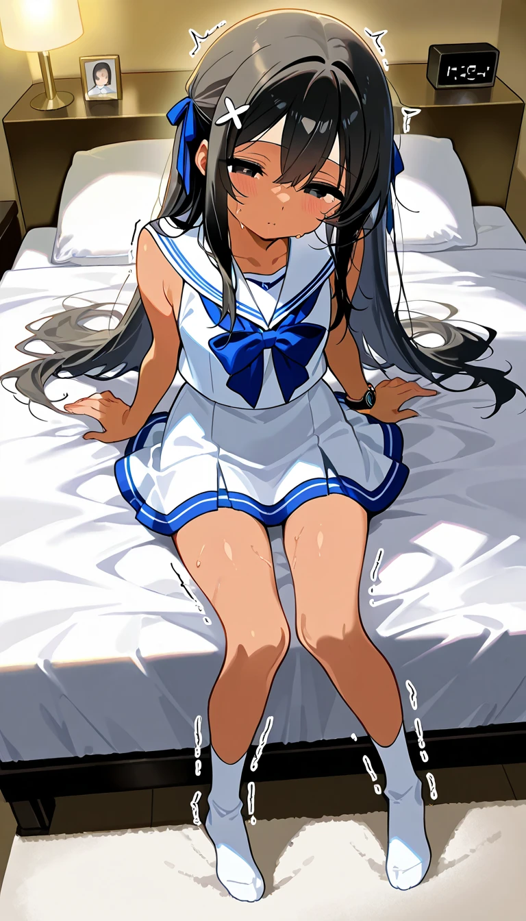(((Sailor Mars))), Black long hair, Red elbow pads　White long gloves, (Sailor Warriors　Sailor Warriorsのコスチューム:1.47), (The leotard is white:1.7), Red collar, Sailor suit chest ribbon, The thin fabric of the outfit clings to the skin, 1Female junior high school students, (blush), ((Slender figure　Beautiful Skin)), Highest quality, High resolution, masterpiece, (Beautiful vagina　Beautiful clitoris), (With a 30-year-old black mafia man, penis:1.4), Complete limbs, (Mating press:1.2), ((((penis enters vagina)))), (Beautiful crotch), A beautiful girl spreads her legs., ((Binding, Restrained by rope:1.4)), Sailor Warriors fuck a guy fully clothed, (((Very cute small face)))