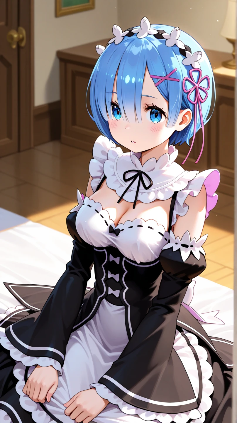 (Highest quality). (Super detailed). (One girl), View the viewer. (Detailed Background). Beautiful and fine details. Delicate and beautiful face. (High saturation), Big breasted, Saggy breasts, (((Sexy Maid Lingerie))), (((Long legs))), (((Huge breasts))),