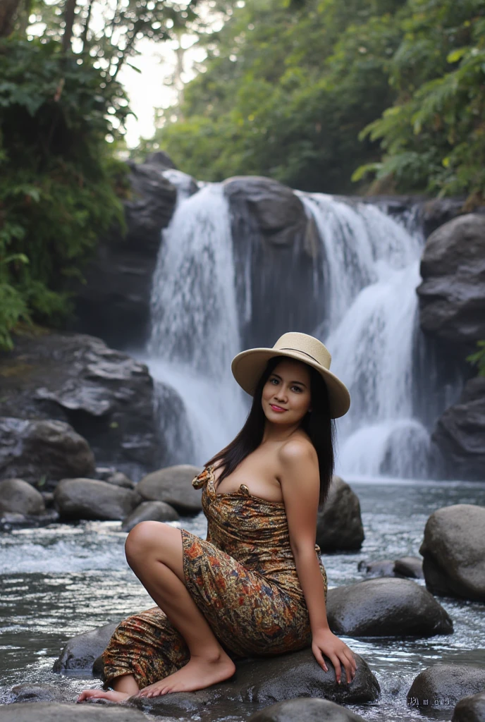 Araffe dress,Red dressRed wearing a short dress (white),White flowersa mountain of water near the grass,Waterfall nearby light green, shining flowers,Red skywearing a suit (white), lipstick (pink) Escasamente vestido.Smooth sky model Hermosa figuracuerpo voluptuoso curvy hermosas sonrisa seductora Retrato Gabriella Lin Rojo Orange dress Red