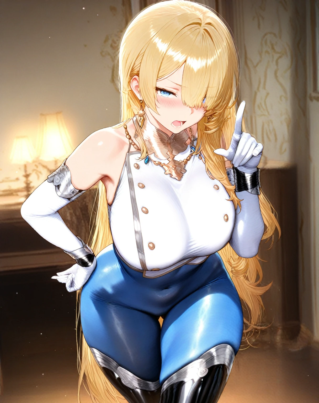 (high quality,Very detailed:1.37, High resolution), Woman, Serval Landau, very long dress, very tight dress, large breasts, (wetting herself:1.5), (standing:1.5), embarrassed, humiliation, (sweating:1.5), (blushing:1.5), Meticulous details, (extremely detailed eyes:1.37), (arms crossed:1.5)