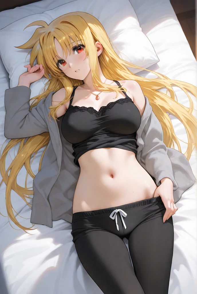 (Masterpiece, Photorealistic, high resolution), ((1girll):1.2), (Masterpiece, Photorealistic, high resolution), ((1girll):1.2), a teenage girl (Loose Black shirt, navy Blue fitness dolphin short (medium of breast):1.2, thighs), on top of the bed, lie on the bed, Dolphin fitness shorts, visible panty lines, Pants are Wet, Tears in eyes. Cameltoe wet