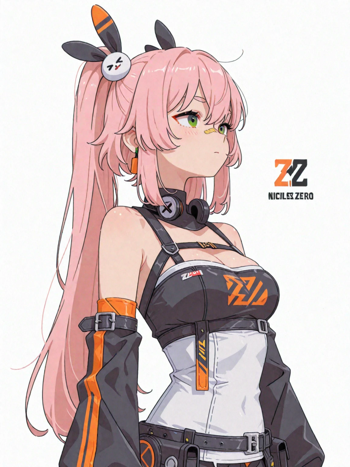 knolling, 1girl,solo, light smile,huge breasts, deva battle suit,gloves, very long hair,outdoors,blonde_hair,long hair,hand on own chest, heart-shaped pupils, light smile, headgear,skin tight, low twintails