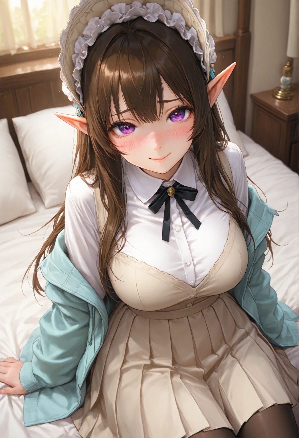 masterpiece, best quality, ultra-detailed, illustration,(1girl),beautiful detailed eyes, , FF7, Aerith Gainsborough, looking at viewer, close up, (breast focus), (arms behind back:1.2), (from above:1.1), large breasts, no bra (off shoulder:1.1), see through panties, radiant purple eyes, no coat, random pantyhose, shiny eyes, ultra detail, sexy body, , cleavage, clear panties, cameltoe, small breast, round bottom, seductive expression, sexual expression, out of breathe, tired, laying on wood floor, wet, dripping water, upskirt, Holding a private, wide open smile, drool, sucking, licking, saliva,