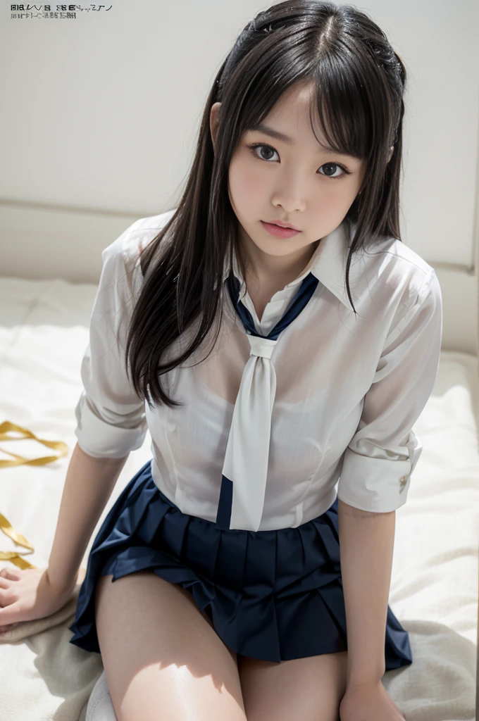 Black hair, Twin-tailed, Begging, POV, NSFW, masutepiece, vaginal、Very small、are visible、Shirtless、toppless、elementary student, No bra、Open legs、Spreading the crotch、Textured skin, 4K、Sexy costume、School Sailor Uniform、an legs, Beautiful fece, ​masterpiece, top-quality ,beauty legs、a beauty girl、Bukkake