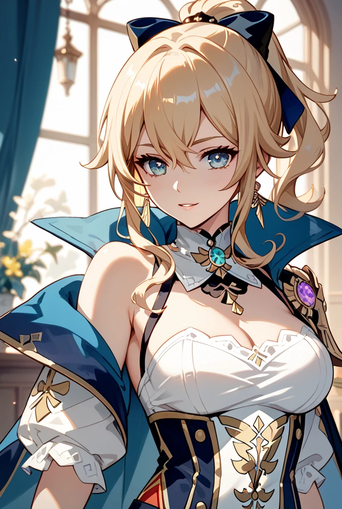 Masterpiece, Jean, genshin impact, Hot, busty, medium breasts, castle, posing
