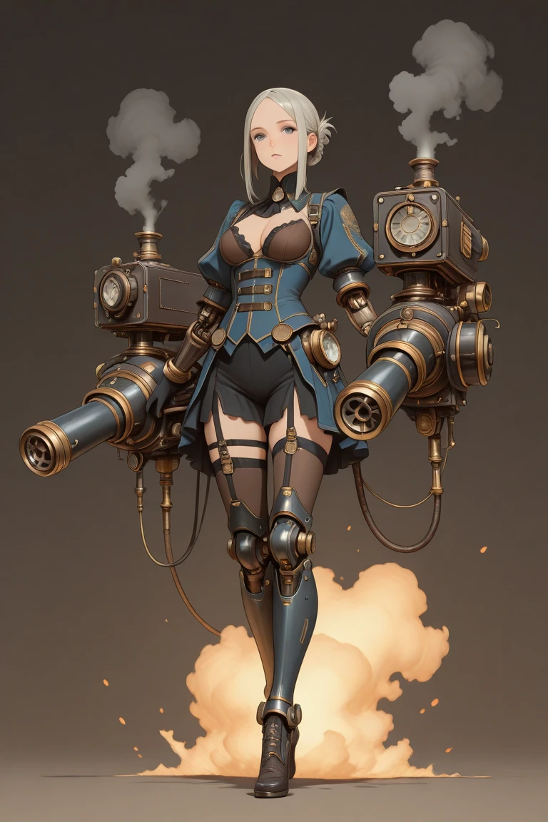 Beautiful woman in insanely intricate Artificer Inventor Outfit
