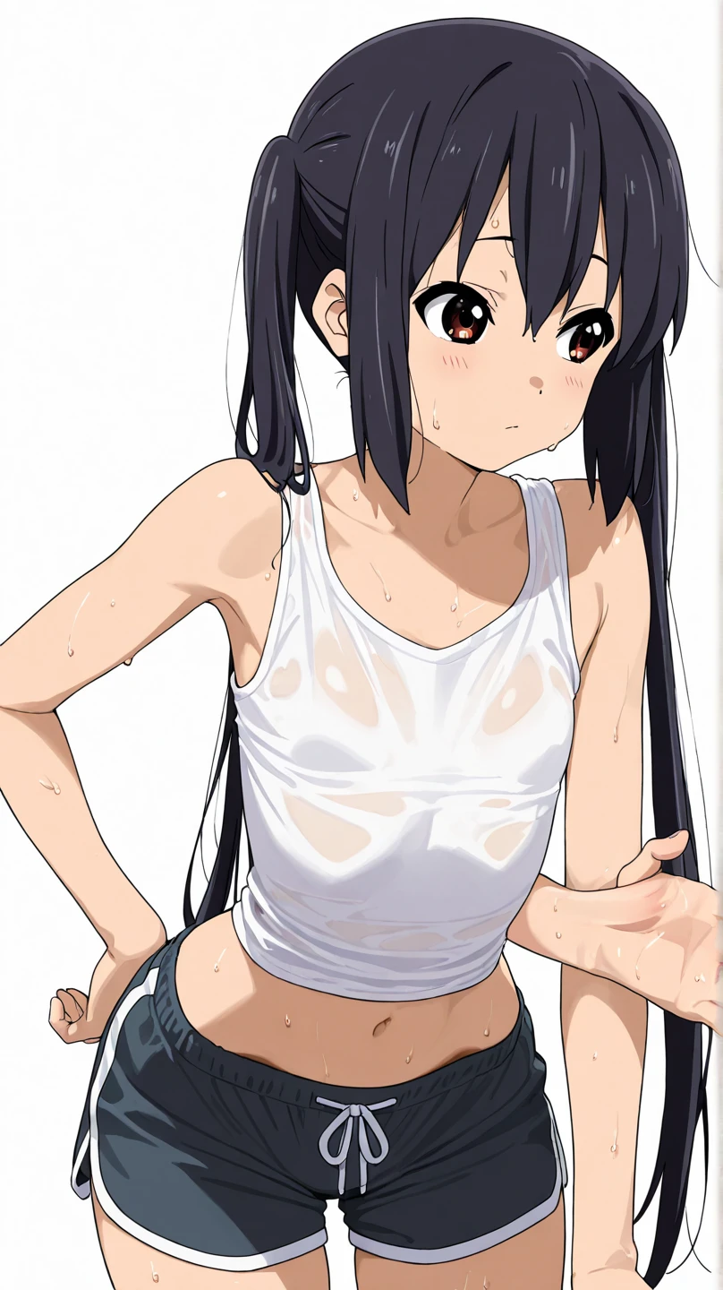 (8k),(masterpiece),(Indonesian),(11-years-old girl),((innocent look)),((Childish)),((no bra)),From the front and above,smile,cute,Innocent,Kind eyes,short white thin micro bikini,semi-long,Hair blowing in the wind,Black Hair,Somewhat strong wind,noon,bright, takamichi style, nsfw 