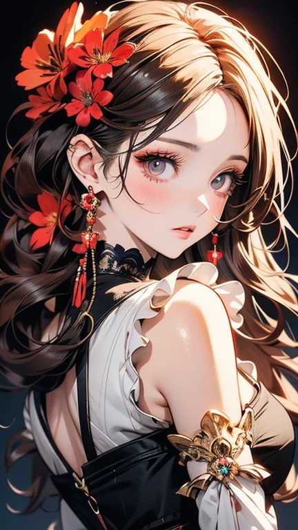 (Highly detailed CG Unity 8k wallpaper),(masterpiece), (Highest quality), (Super detailed), (Best illustrations),(Best Shadow), Cowboy Shot, (Sharp eyeliner, eye shadow, Fine grain:1), Urban Background, ,break , (Star 15 School:1.2), hair ornaments, Certainly! Here is the detailed prompt in English for creating a high-resolution AI image based on your description:

“A stunning young woman in a sheer, see-through Furisode kimono with intricate peony flower patterns. She is 25 years old with long, straight brown hair, adorned with luxurious hair ornaments. Her eyes are brown, accentuated with subtle red eyeshadow around them, and she has long, lush eyelashes. She wears small earrings on her earlobes and has a thin tattoo running from her cheek to her neck. Her lips are painted with a rich rouge lipstick, giving her a seductive gaze. The background is opulent and lavish, enhancing the elegance of the scene. The entire image is high-definition, capturing every detail meticulously.”

