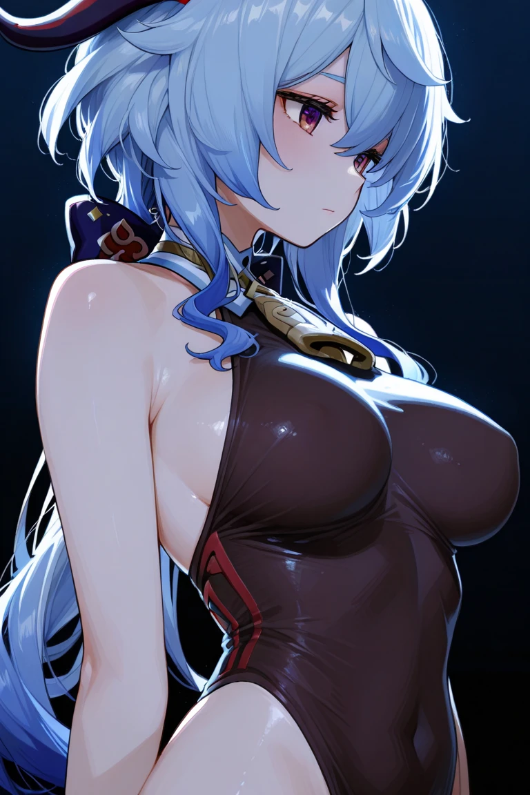 blue hair, ponytail, brown eyes, breasts, epic art, fantasy, breasts, 1girl, earrings, jewelry, gloves, black_gloves, solo, looking_at_viewer, large_breasts, cleavage, covered_navel, dress, black_dress, hairband, bare_shoulders, standing, green_background, cowboy_shot, sleeveless, simple_background, "long shot scenic professional photograph of {prompt}, perfect viewpoint, highly detailed, wide-angle lens, hyper realistic, with dramatic sky, polarizing filter, natural lighting, vivid colors, everything in sharp focus, HDR, UHD, K", anime coloring, anime screencap, sweating, steaming body, fog