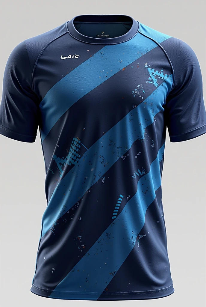 Custom sports t-shirt in blue, black and gray colors