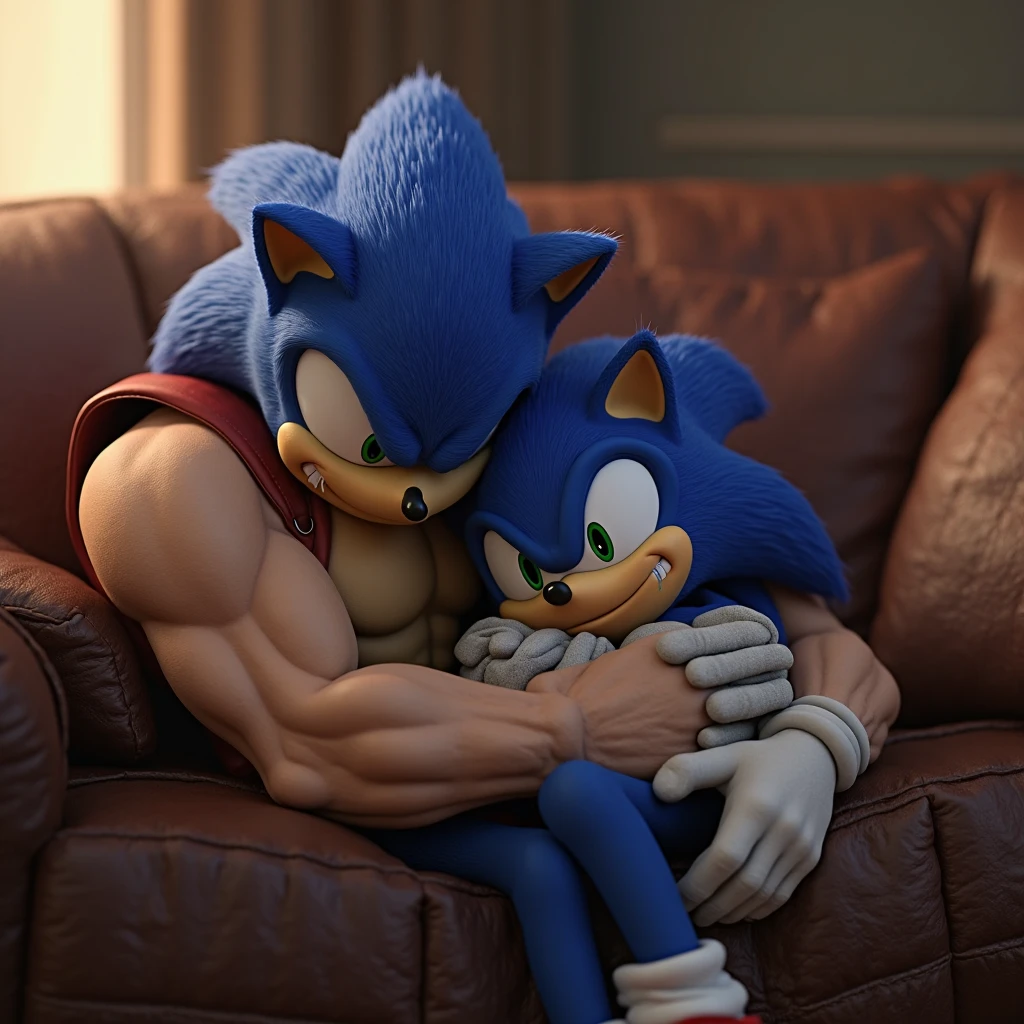 the rock in the bed with sonic, both with almost no clothing

