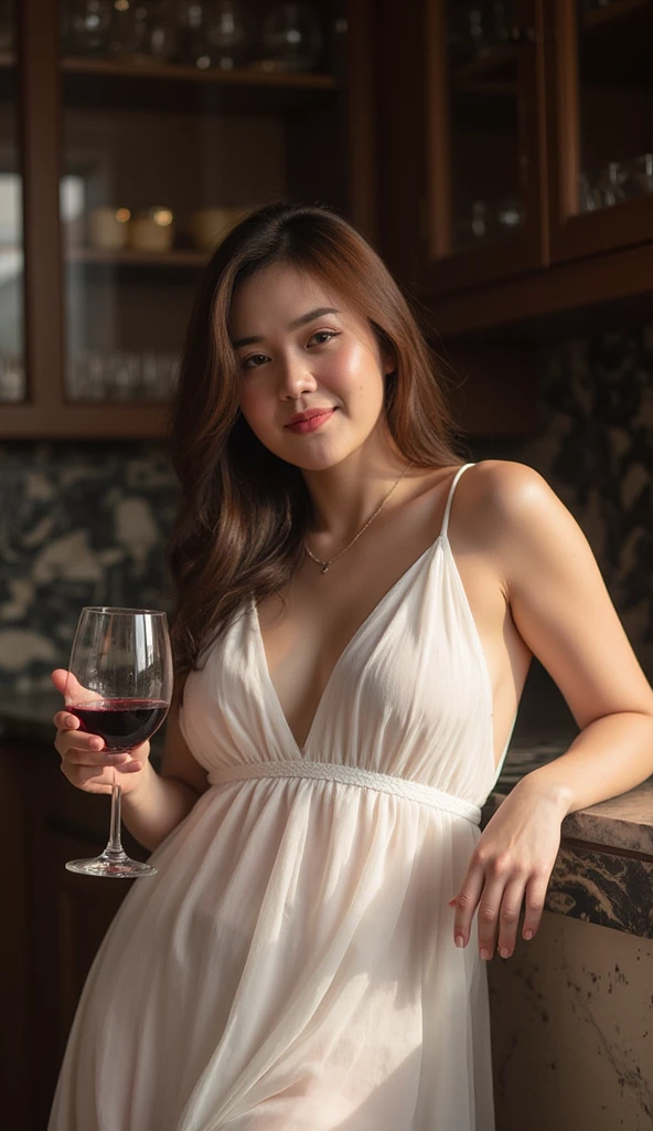 1 pretty girl，white skinned，brown  hair，looking at viewer, beautiful medium chest, Russia, pony tail, happy smile, kneeling, candles