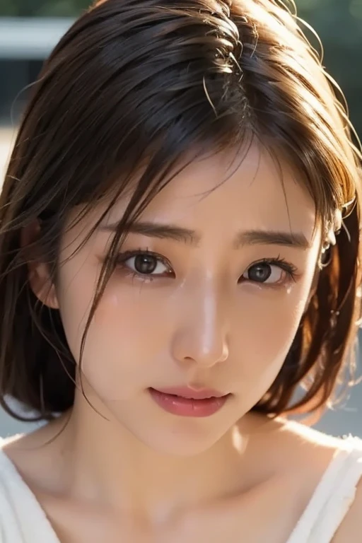 (masterpiece),(Highest quality:1.2),(Very detailed:1.2),(High resolution),(Photorealistic Stick),(RAW Photos),8K,Backlight,(Depth of written boundary),(Sleek lighting:1.2),Close-up of a naked woman,Soft portrait shots,Beautiful Japanese Women,Gorgeous face portrait,(Eye light,Sharp pupils,Detailed eye drawing,)Very beautiful face,(Detailed skin texture:1.3),Beautiful portrait,A lovely and delicate face,Beautiful young Japanese woman,Look this way,front,(POV shot),(sleepy),oily face,gleaming face,sweaty