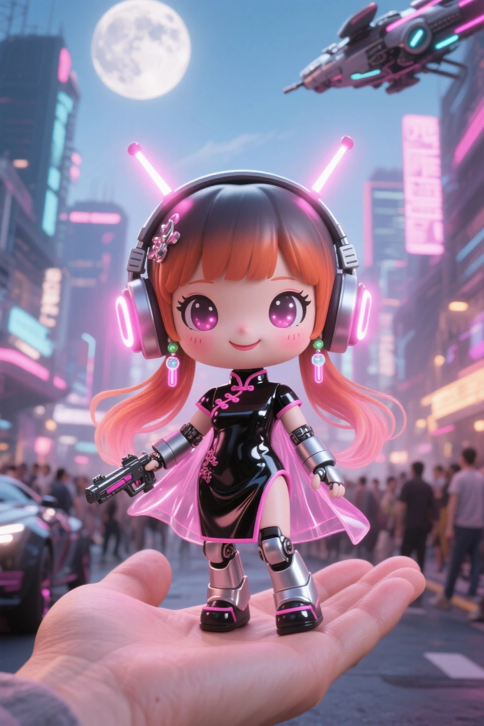 super bonito IP menina por pop mart, olhos brilhantes, querubim,Vestidinho branco, argila, Modelos, um brinquedo de caixa cega, Brilhante e delicado,fundo limpo, Bom brilho, 3D rendering of,best quality