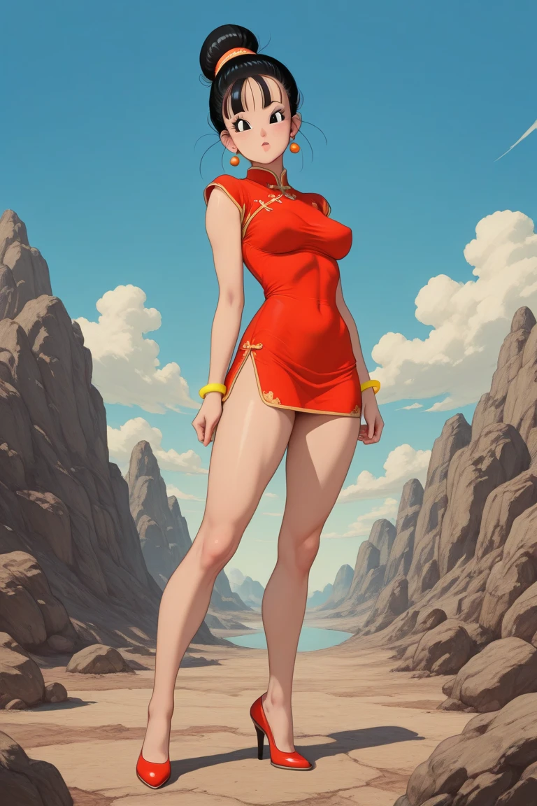 chun-li naked, full body, armor, nsfw, Barefoot, red shawl