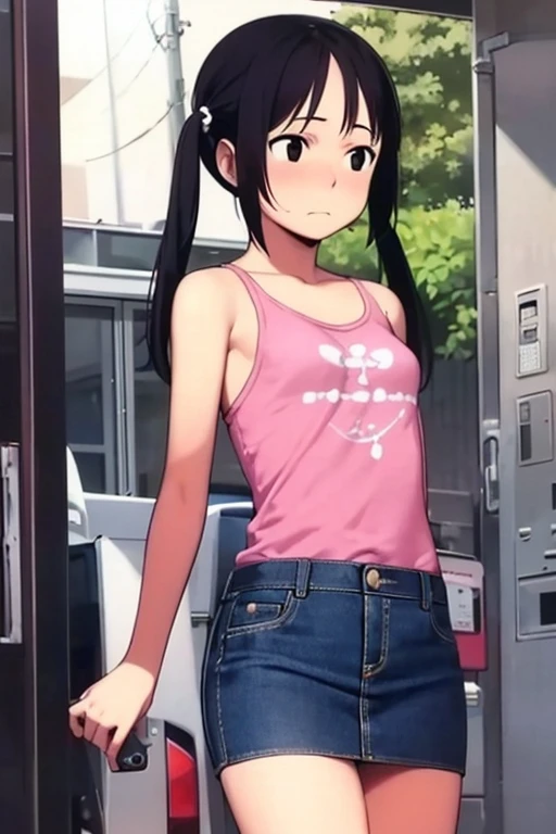 (Momo Yaoyorozu, a character from the anime series My Hero Academia, has long black hair, cat-shaped onyx eyes, and bangs on the right side of her face. Your hair is usually tied in a spiky ponytail),(Wearing),+,(A super tight and sensual straight pencil skirt and a very sexual tight pink blouse),+,(Facing back, sticking her hot ass out to the viewer)