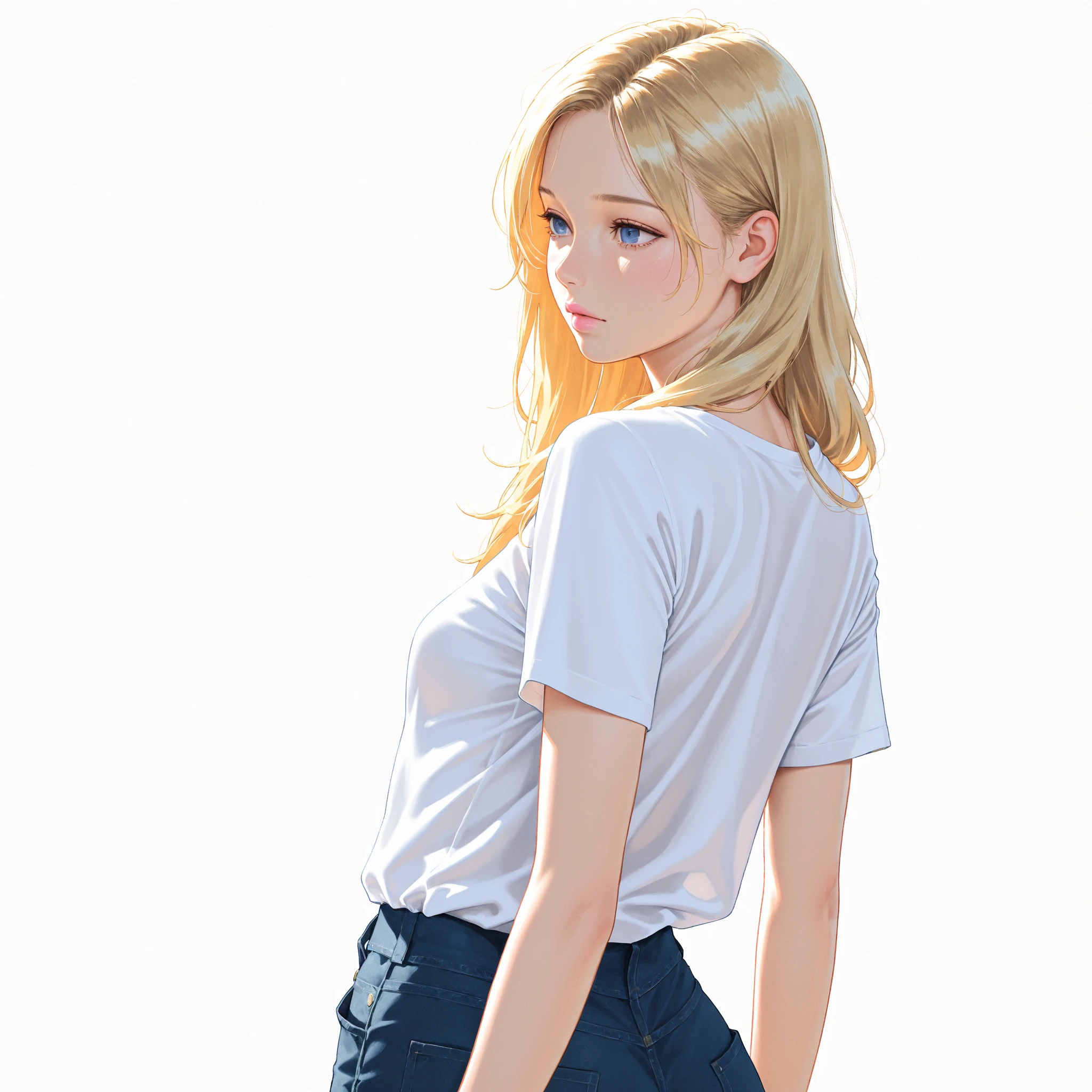High resolution,Highest quality,White shirt and jeans, ch4irtied,