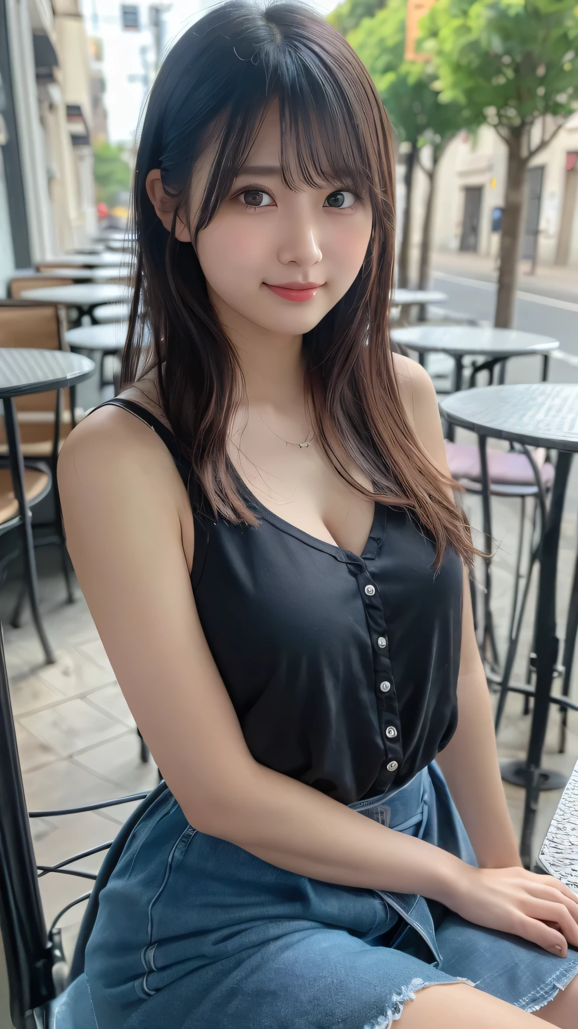 (natta、Soft lighting、top-quality、in 8K、masuter piece、Raw photo:1.3)、Mystical、flawless beauty、beautiful young woman with, Fantasia、Slender eyes、Narrow-eyed、Symmetrical eyes、(multicolored hair、Wolf Cut Hairstyles:1.5)、耳Nipple Ring、Thin bracelet on wrist、(full body Esbian、no-bra、cleavage of the breast、Sleeveless shirt with collar、Button collar shirt、Tight pants、Long boots above the knee:1.2)、ultra-detailliert, intricate detailes, Highly detailed face and skin type、Slim body、(tattoos all over body、Have tattoos all over the body、The tattoo)、A detailed eye、realisitic、make - up、Know、Bewitching、small tits 、make - up、Medieval European Streets、city street at night、Invincible smile、Dynamic angles