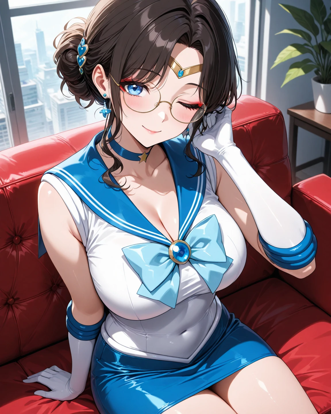(((55-year-old woman, Mature Woman:1.2))), Aunt, 日本のカップルが動物のようにベッドでSexする, Free photos of asian japanese girls, Heterosexual, One Girl, One boy, Small breasts, Sex, Censored, Straddle, Open your mouth, Drooling, Top Girl, ((Pearl Necklace)), Mosaic Censorship, Cowgirl, (((Sailor Moon Costume:1.2))), Wearing glasses, Pussy