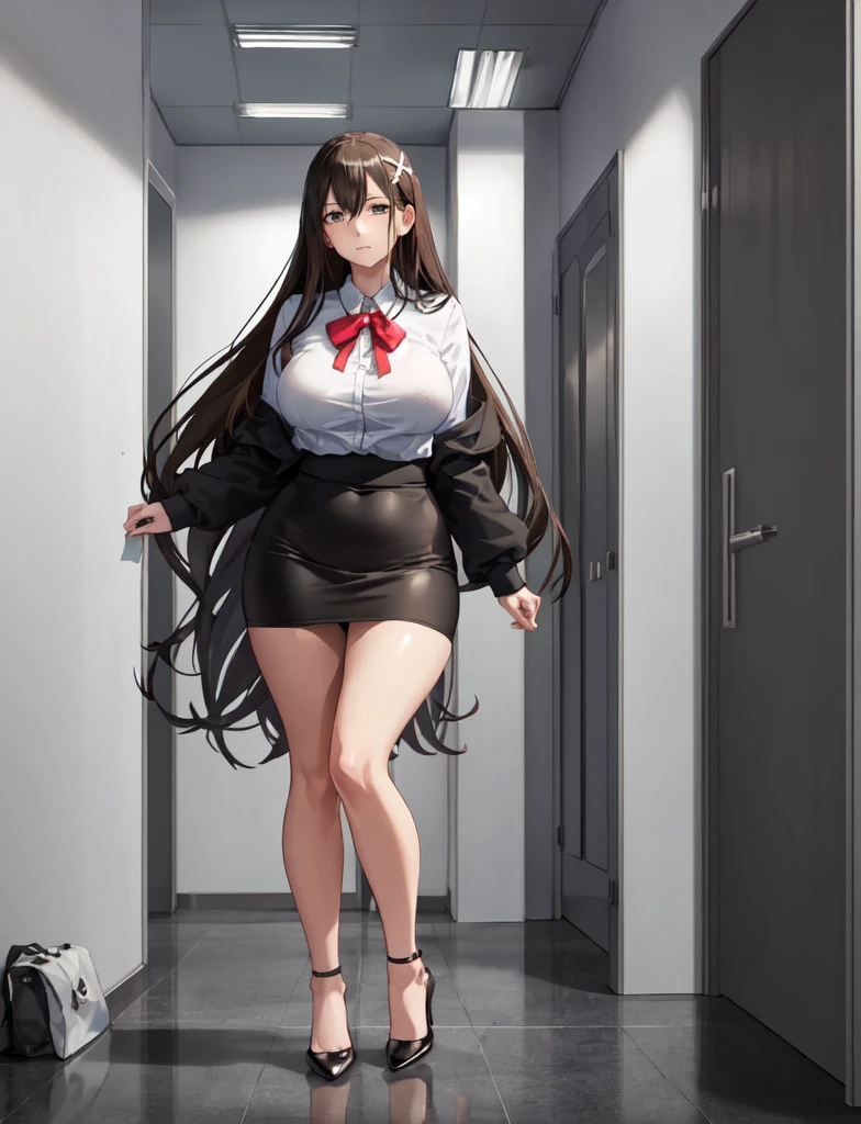 A woman wearing the standard costume of Tifa Lockhart, Final Fantasy VII (SQUARE ENIX) long black hair, red eyes, smiling, Ahoge, white shirt, short sleeveless shirt, short black skirt, black socks, red sneakers, red gloves, walking in a luxury room with marble, full length. shadow, flower, UHD, masterpiece, accurate, anatomically correct, textured skin, super detail, high quality, best quality, 8k, high resolution, bokeh effect. (woman alone)
