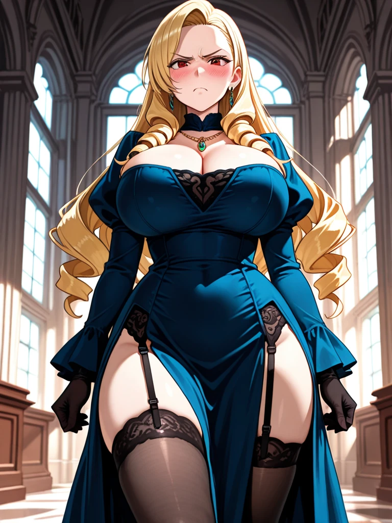 masterpiece,8k,A woman with big ,Gorgeous woman,transparent,Victorian style,Rococo skirt,Long blond hair,((hime cut)),Gorgeous jewelry,Crystal Hair Accessories,Cleavage,pubic,